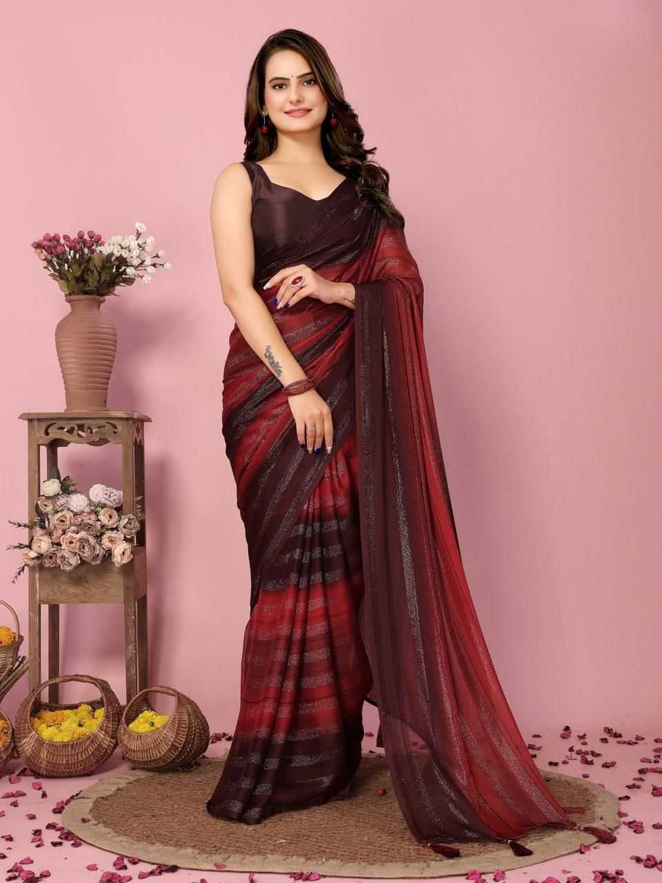 YNF NYLON RDM 738 SAREES WHOLESALE FANCY READY TO WEAR PRE DRAPED SAREES MANUFACTURER